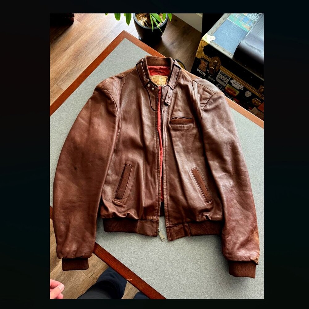 Vintage Mexican made Leather Bomber Jacket